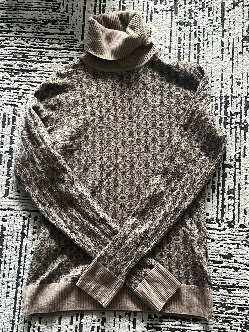 Brooks Brothers Taupe Patterned Turtleneck Sweater
